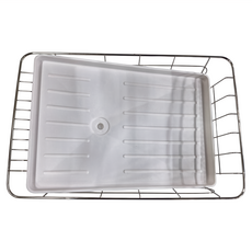 Mega 日式簡約不鏽鋼碗盤架, 白色, 201不鏽鋼+塑膠, 約42x28x14.5公分, 1層, 1個