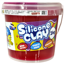 Q-doh 有機矽膠黏土歡樂柔軟量量桶 1KG, 無毒安全，不掉屑不沾黏, 桃紅, 1桶