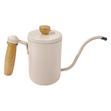 卡特屋 木手柄手沖壺 600ml 食品304不鏽鋼 鐵氟龍塗層, 1個