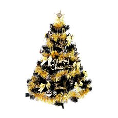 耶誕黑色聖誕樹裝飾 豪華型 不含燈, 金銀色系