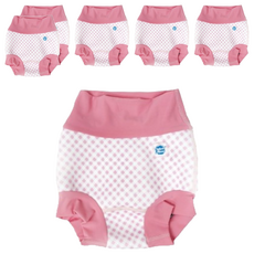 Splash About 3D加強版 游泳尿布褲 12-24個月 粉色格紋 最大程度防漏 UPF 50+防曬, XL號, 6件