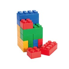 UNiPLAY抗菌軟積木MIX款36片, 4種顏色+4種形狀, 激發孩子想像力, 台灣製造, 原色系, 1組