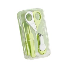 SC優選 嬰兒指甲剪套裝 新生兒寶寶安全護理套裝 (含指甲剪,指甲鉗,指甲銼,發光耳勺) 白綠透明盒4件套裝, 1組