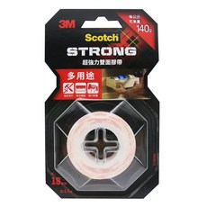 3M Scotch 超強力雙面膠帶 多用途 V1805N 18mm x 1.5m, 紅色, 1捲