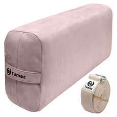 Tumaz 月熊 瑜珈枕，雙面硬度加大，幫助伸展筋骨，支撐腿部和腳部，方便攜帶, 莫蘭迪粉, 72 x 30 x 16cm, 1組