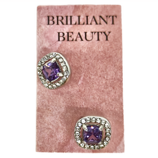 Brilliant Beauty 耀眼美人 不鏽鋼醫療鋼鑲紫鋯璀璨耳環