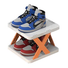 小麥購物 簡易鞋架 C357 層板 2個 + X架 3個 230g, 活力橙, 4組