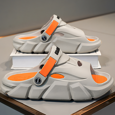 bebehome 厚底撞色運動休閒兩用洞洞鞋