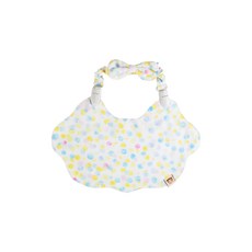 HiBOU 喜福 雲朵波浪圍兜 日本純棉印花布料 雙面配色 雙頭萬用鬆緊夾 柔軟親膚, 水果泡泡 白色, 1入, 1件