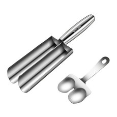 Couselect 304不鏽鋼肉丸製作器 送刮鏟 雙聯款, 1個, 銀色