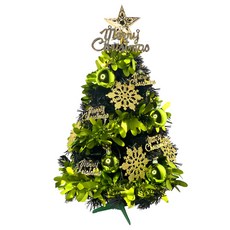 摩達客耶誕 裝飾聖誕樹 台灣製2尺(60cm) 特仕幸福型 全套飾品, 黑色 + 果綠金雪, 1組