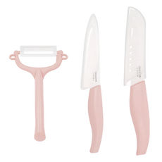 Glasslock Baby系列 陶瓷刀具組 粉色, 陶瓷刀 + 水果刀 + 水果削皮器, 1組