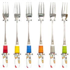 EGAN 水果叉15CM 6支 陶瓷不鏽鋼, 歐式小屋, 1盒