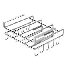 樂居家 廚房櫥櫃掛架 不鏽鋼層板吊掛架/砧板架抹布架/杯架/廚房收納架/收納紙巾架, 銀色, 1個