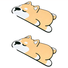 矽藻土 軟地墊加厚造型款 Set 2, 觸感舒適, 可摺疊收納, 防滑橡膠底, 柔軟皮革, 耐刮耐磨, 一抹即淨, 睡覺柴犬, 40 x 60cm