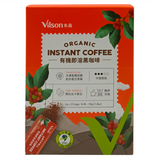 Vilson 米森 有機即溶黑咖啡, 2g, 25包, 1盒
