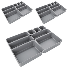 抽屜收納盒 8入/組, 淺灰色, 適用多處, 3組