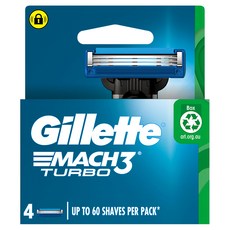 Gillette 吉列 Mach3 Turbo 鋒速突破系列刮鬍刀頭 超薄三層刀片, 4個裝, 1盒