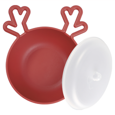 Nineware 馴鹿造型麥片碗套裝, 動物造型, 15cm/350ml, PP塑膠, 紅色, 韓國製造, 1組