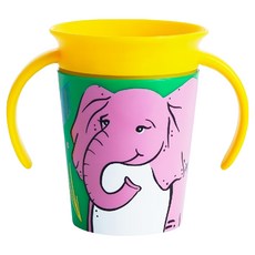 munchkin 滿趣健 360度繽紛防漏練習杯, 2021年紅點設計獎, 美國牙醫推薦, 360度輕鬆抿杯緣喝水, 360度自動鎖水專利, 無BPA, 大象, 177ml, 1個