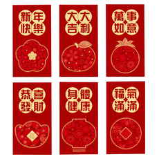 bebehome 新年金蔥磨砂創意紅包袋 A Q款 恭喜發財, 6個