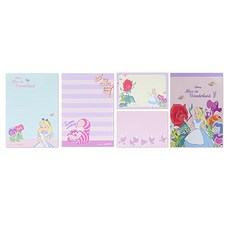 Sun-Star 經典角色B7便條紙, 內頁4種樣式各25張, 共100張, 尺寸W91xH128xD11mm, 愛麗絲夢遊仙境, 1本, 1入