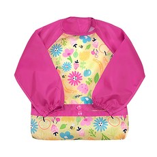 green sprouts 小綠芽 魔鬼氈雙面防水防食物掉落長袖圍兜組, 花花世界, 1件