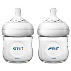 PHILIPS 飛利浦 AVENT 新安怡 Natural Flex奶瓶 0個月以上, 透明白色, 125ml, 2個