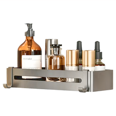 mohe 木暉居家 加厚太空鋁螺絲無痕貼 瀝水架, 灰色, 1個