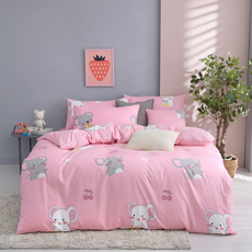 Blue Cat 藍貓 雙人床包被套 100%超細聚酯纖維, 開心果, 雙人加大 6 x 6.2呎, 薄被套