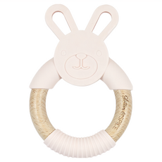 Glitter&SPICE 木環矽膠固齒器, 矽膠+木頭, 安全趣味, 單件, 粉兔, 1個