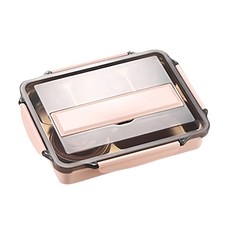 質感4格大容量便當盒, 北歐粉, 1個