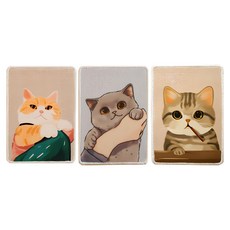 上手家居 防掉屑貓抓墊 可愛耐抓貓咪磨爪墊, 3片, 橘貓 + 虎斑貓 + 藍貓, 50 x 34.5 x 1cm