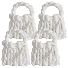 DIY粗毛線編織包材料包 送教學影片, 牛奶白, 4個