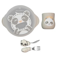 MARCUS&MARCUS 動物樂園用餐訓練學習禮盒, 貓熊, 碗, 叉子, 勺子, 杯子, 1盒