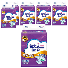 Dr.P 包大人 棉柔透氣 成人黏貼型紙尿褲, XXL 腰圍47~62吋, 11片, 6包
