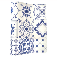 半島良品 5.0科技皮吸水防油地墊, 賽拉花磚 藍色, 1個