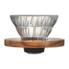 HARIO 好璃奧 V60橄欖木01玻璃濾杯 PLUS, VDGR-01-OV 125 x 124 x 87mm, 1組, 1~2杯