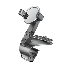 高階款三用汽車手機架可360度旋轉 導航架卡扣 夾式 手機架 非出風口架 電話牌 暫停車卡, 黑色, 1組