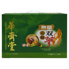 華齊堂 無糖元氣雙蔘Set (人蔘+粉光蔘), 60ml, 30瓶, 1盒