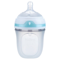 Nuby 寬口徑防脹氣玻璃奶瓶 裸裝, Clear, 150ml, 1入