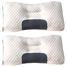 分區護頸SPA枕, Second Generation SPA Sleeping, SoyBean Pillow, 快速定型, 快速回彈支撐, 灰色, 2個, 45 x 75cm±5cm