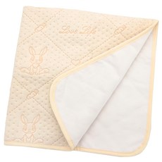 OhBabyLying 4層有機彩棉 小兔兔 寶寶 防水 有機棉 隔尿墊, 小(45 x 30cm), 小兔兔隔尿墊, 1個