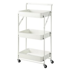 SHIMOYAMA 北歐風折疊式收納推車 附扶手, 單一顏色, 3層