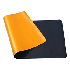 ezlife 雙面拼色防水皮革滑鼠墊餐桌墊 120 x 60cm 耐磨 辦公/餐桌多用途, 黃色+寶藍, 1個