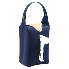 FANCY LIFE 藏青色 皮革 掛式抽取衛生紙套 簡約時尚, 12 x 8 x 19cm