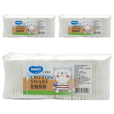 奈森克林 粗軸棉棒 600支 輕拭外耳垢物 去除指甲油或眼部彩妝, 3包