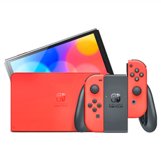 Nintendo 任天堂 SWITCH 台灣公司貨 OLED款式 遊戲主機 保固一年, 瑪利歐亮麗紅