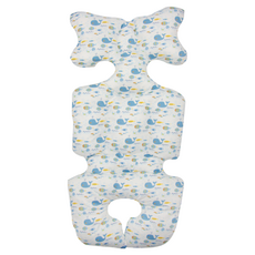 OhBabyLuxury 透氣兩用款推車坐墊, 藍色小鯨魚, 柔軟透氣，舒適支撐, 1個