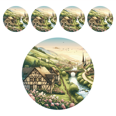 古村時光 硅藻泥軟杯墊套裝 快速吸水 防滑底部 清洗方便, 1組